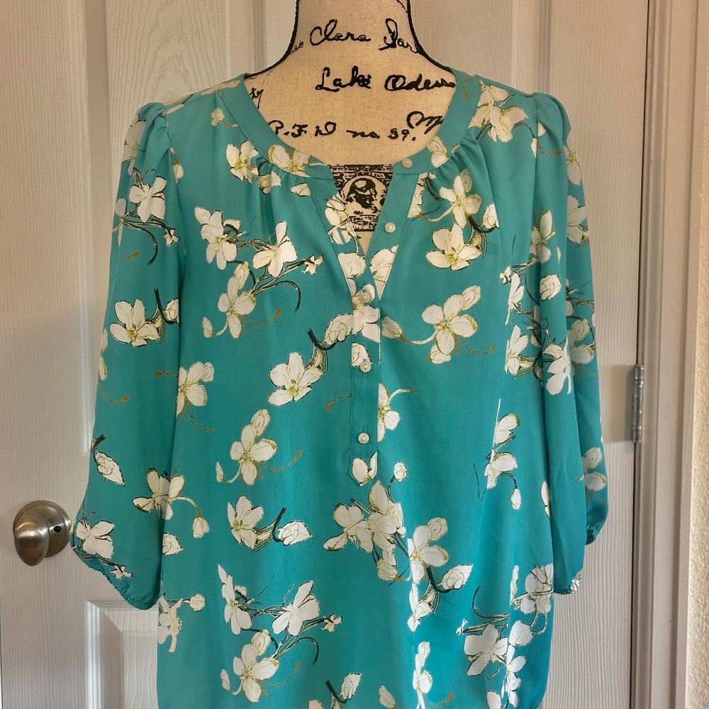 Ann Taylor Loft Summer Long Sleeve Medium Blouse